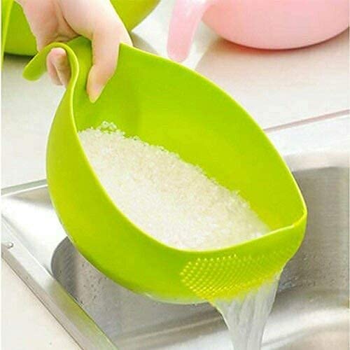 Multi-Purpose Strainer or Washer Bowl for Rice Fruits & Vegetable Rice Bowl(Green, Pack of 1)