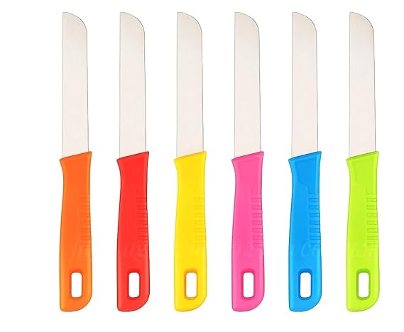 Stainless Steel Serrated Edge, Laser Knife Chaku for Kitchen - 6 pcs. (Multicolour)